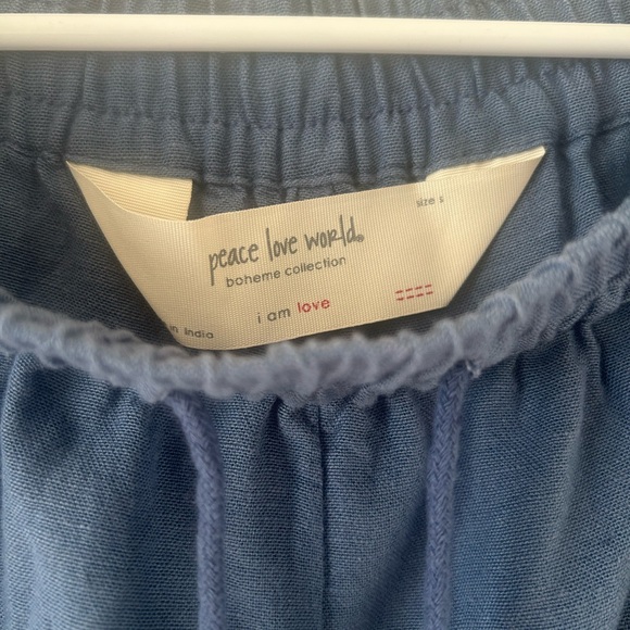 New Peace Love World Boheme Linen Blend Liz Ankle Pants Chambray size Small - Picture 5 of 9